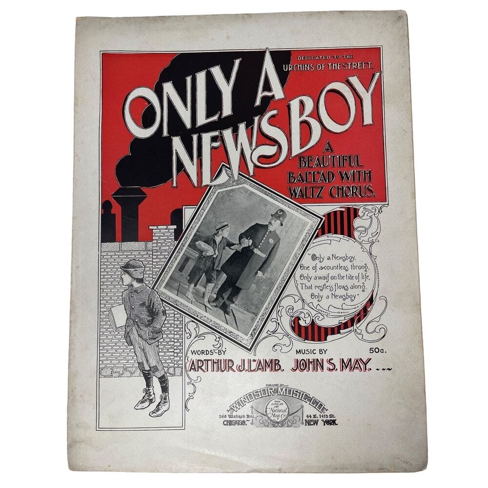 Only A Newsboy Sheet Music 1898 Dedicated to the Urchins of‎ the Street